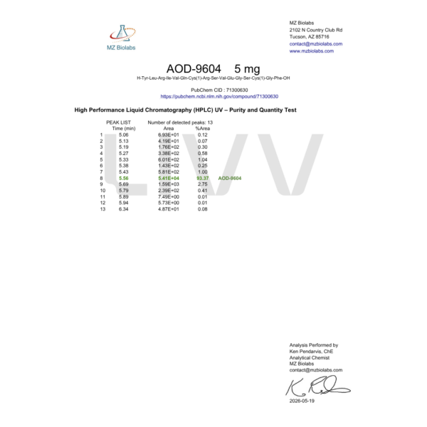Buy AOD 9604 Injectable Peptide for Weight Loss Online