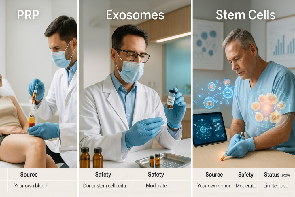 Exosomes vs. PRP vs. Stem Cell Therapy – How Do They Compare?